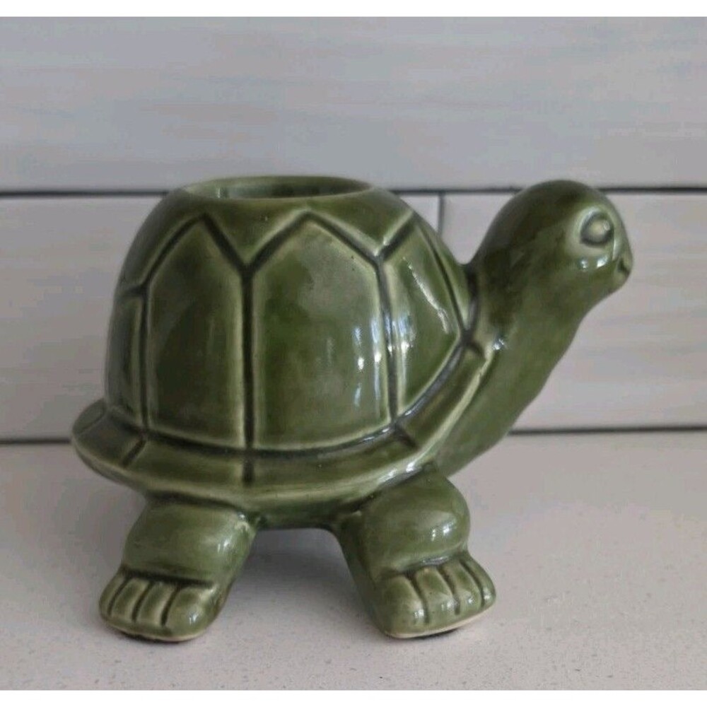 Pier 1 Green Turtle Ceramic Candle Holder Retired Limited